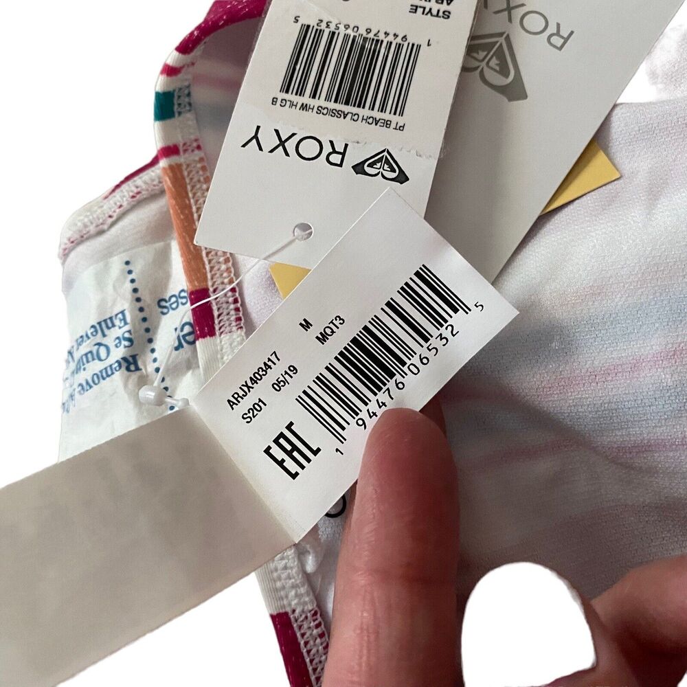 Roxy Medium Bikini Bottom High Waisted Striped Nw… - image 4